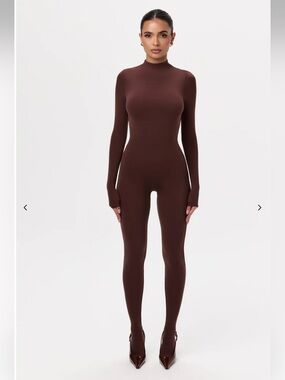 Naked Wardrobe Naked Closed Toe Jumpsuit Chocolate
